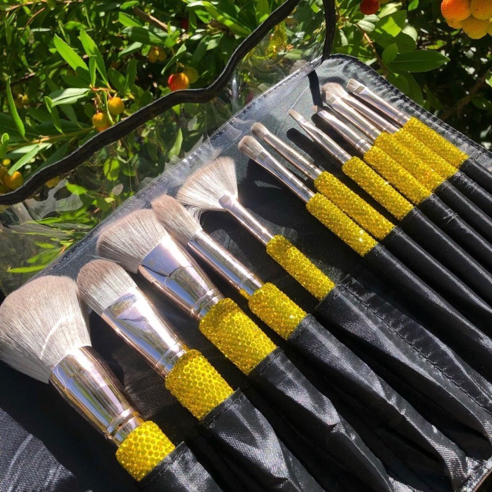 Yellow Bling make up brushes